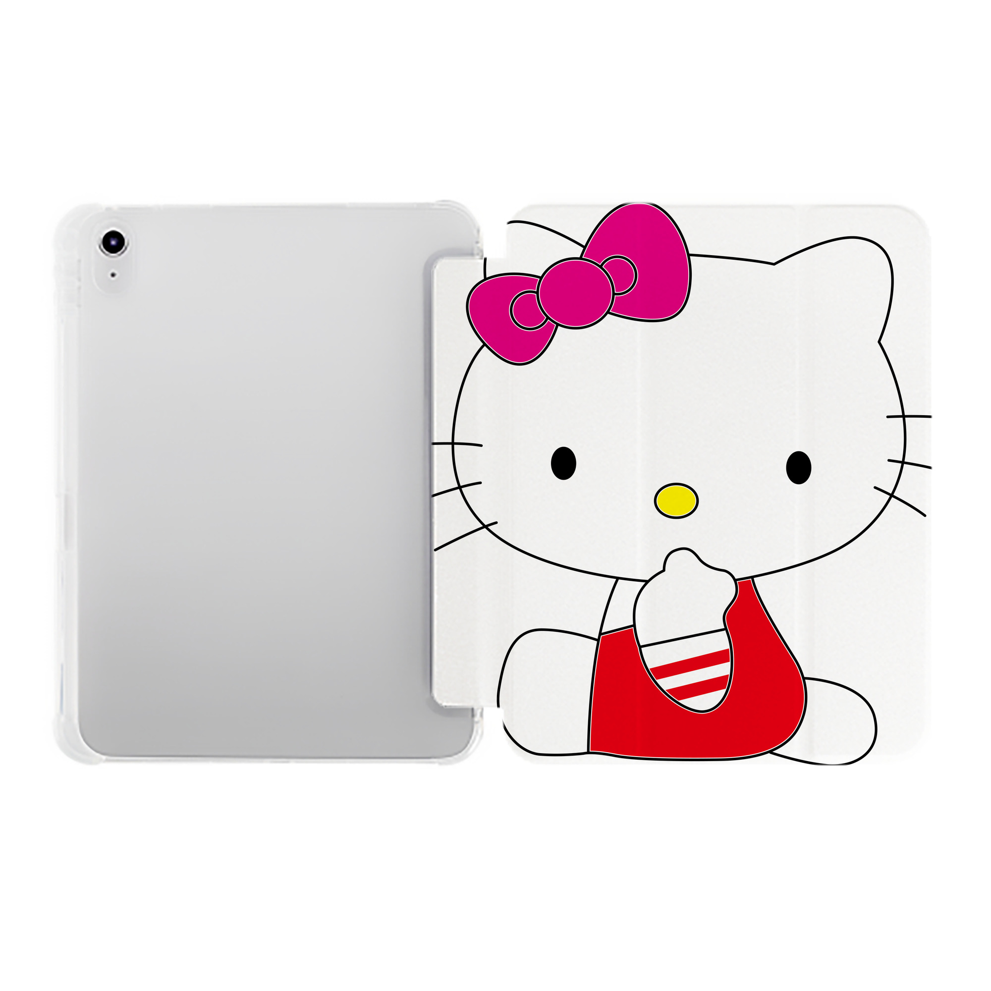 （画像用） Hello Kitty ハローキティ IPad ケース ペン収納付き 三つ折りスタンド PUレザー×シリコン 対応機種9.5/10.5/10.9インチ